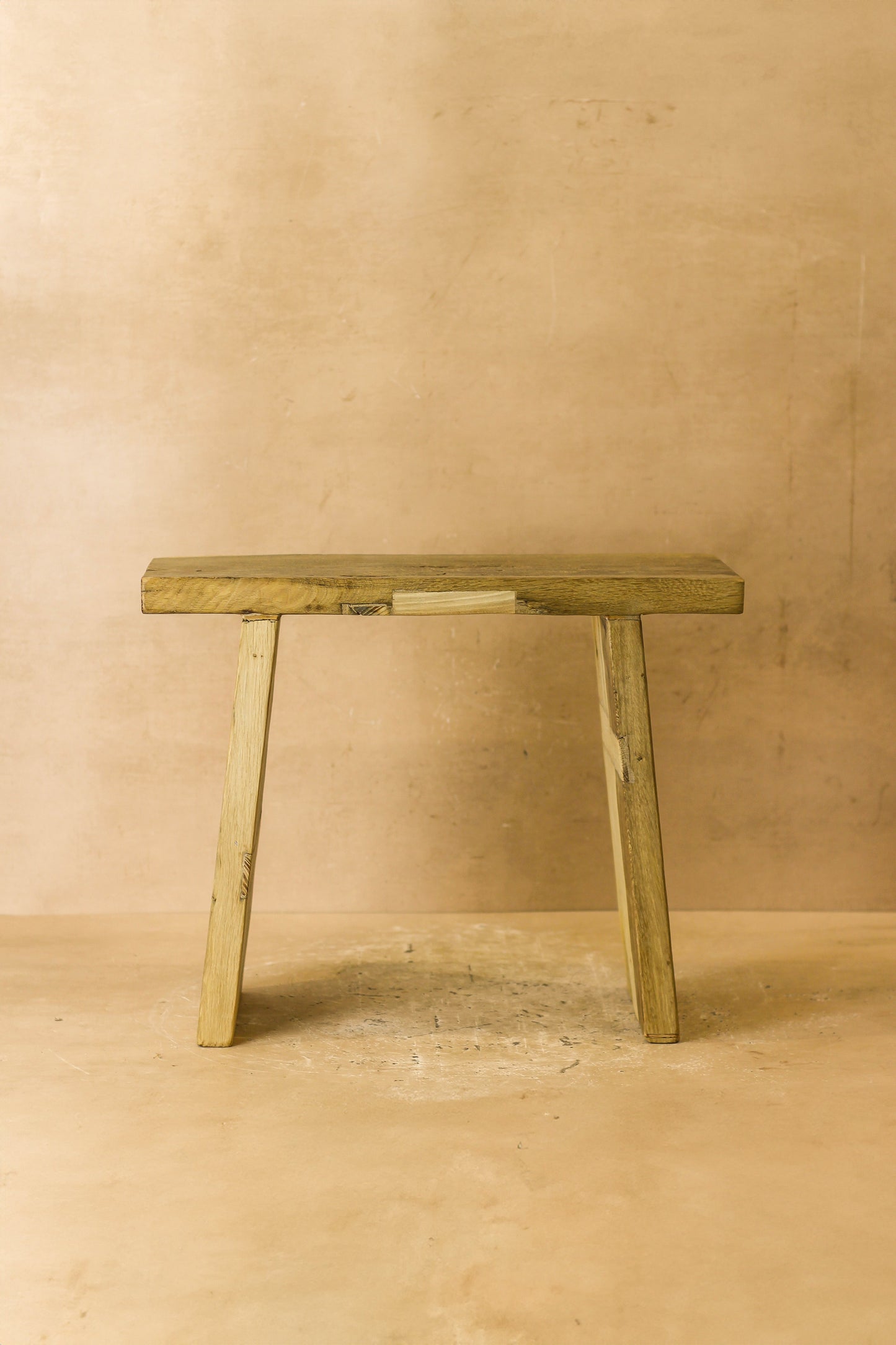 Vintage Rustic Square Elm Wood Stool - No 1