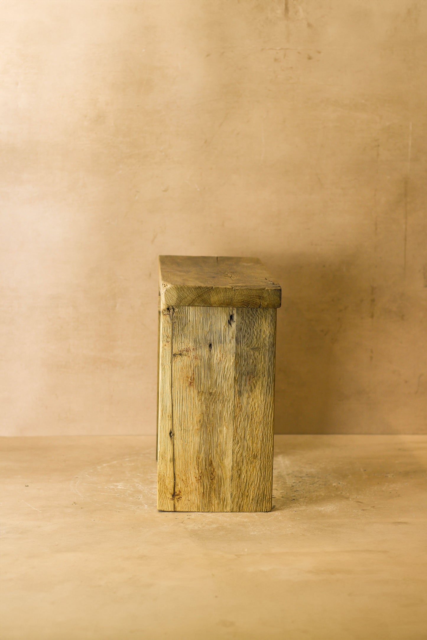 Vintage Rustic Square Elm Wood Stool - No 3