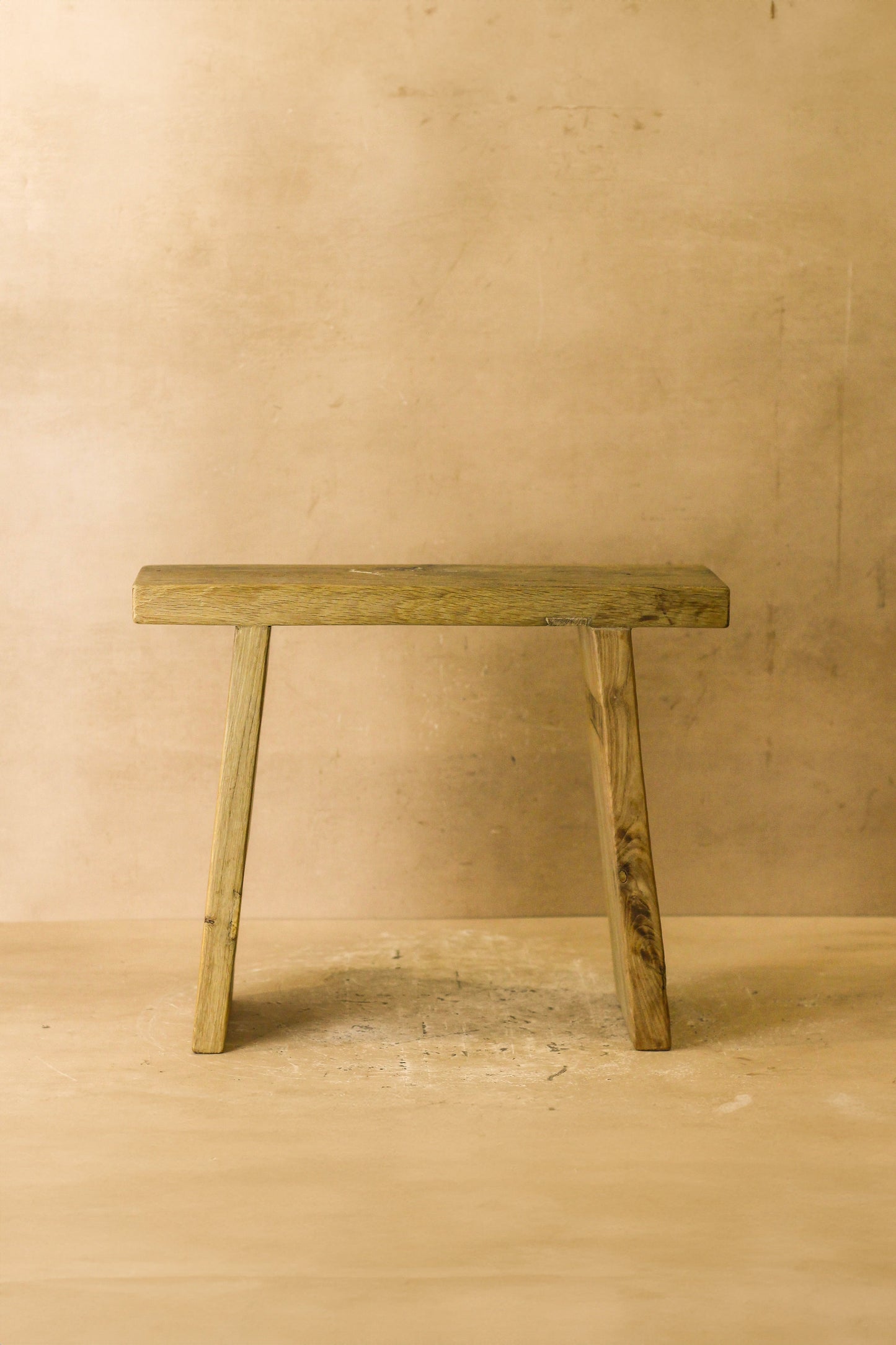 Vintage Rustic Square Elm Wood Stool - No 4