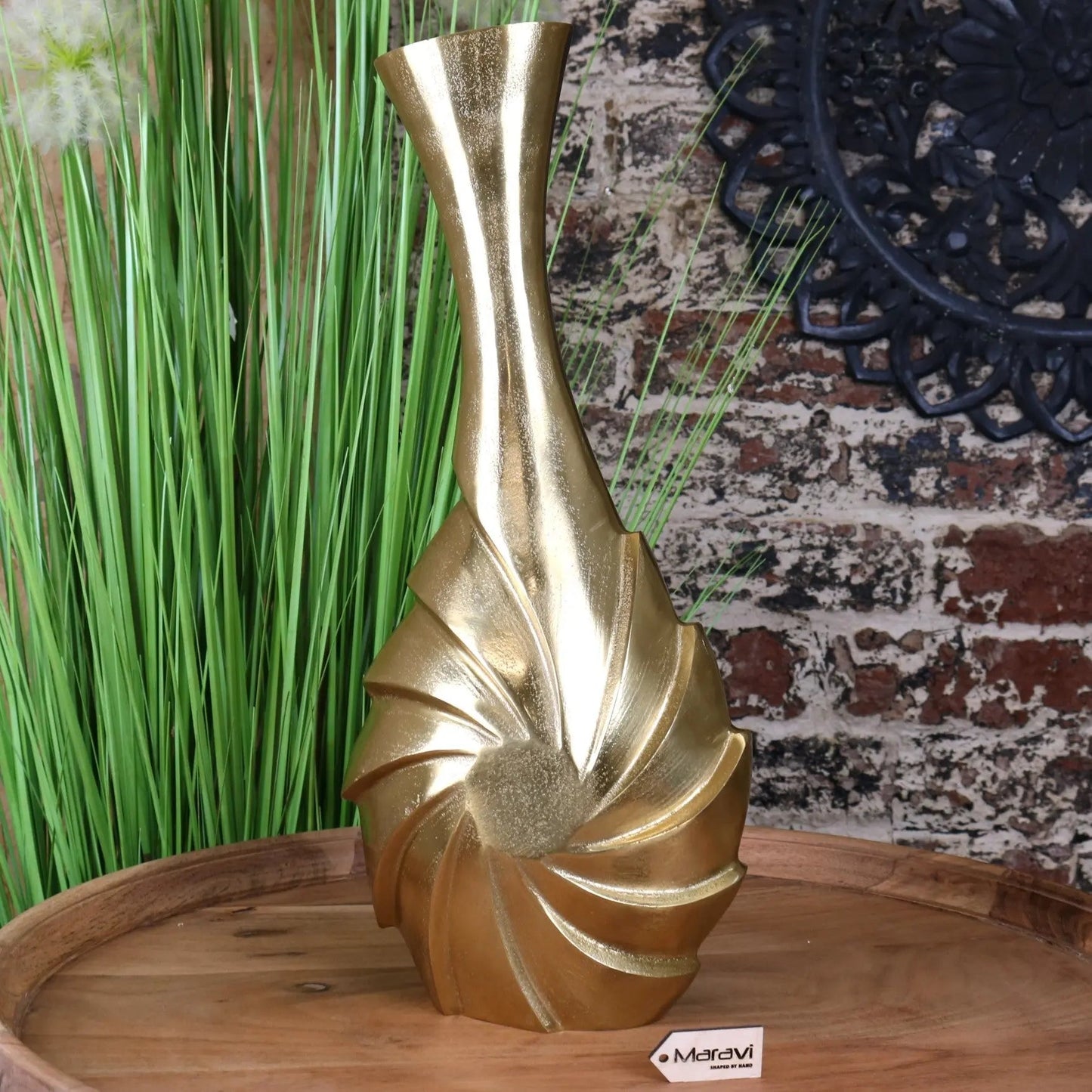 Bedi Metal Gold Vase Swirl Design 48cm