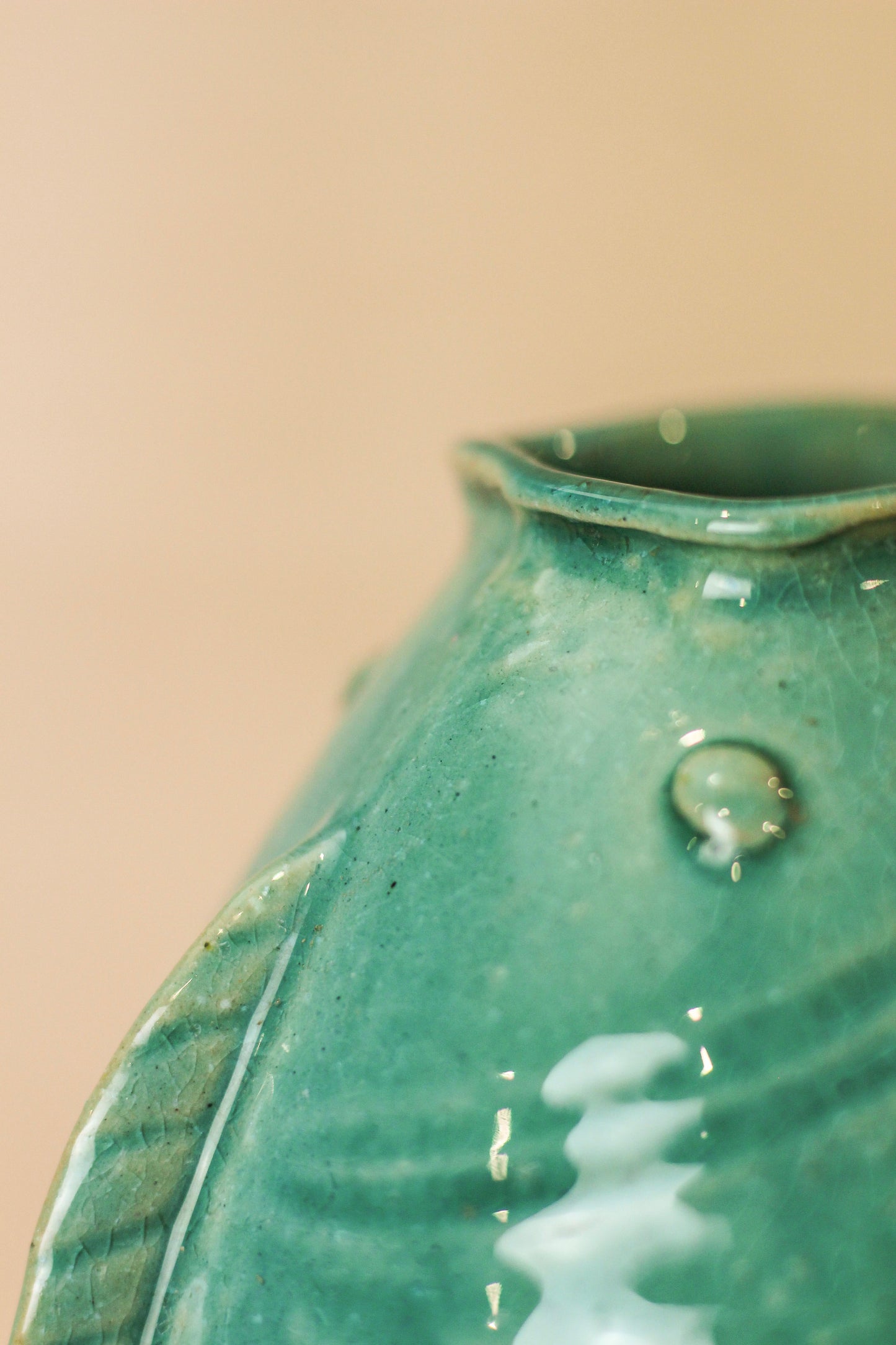 Vintage Turquoise Twin Fish Vase - No 1