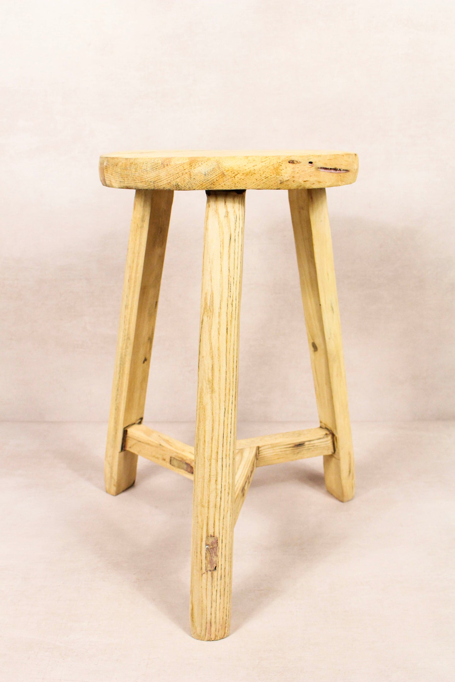 Vintage Rustic Round Stool - Elm wood - 169