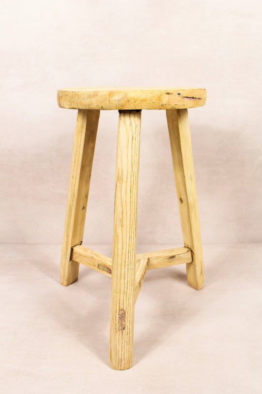 Vintage Rustic Round Stool - Elm wood - 169
