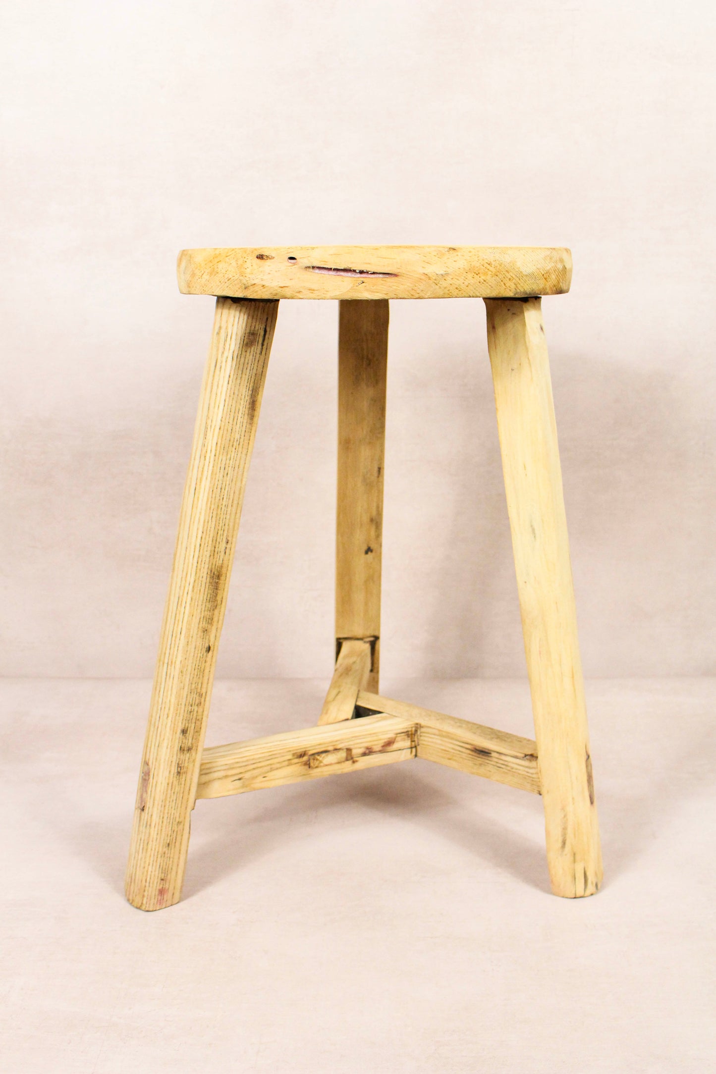 Vintage Rustic Round Stool - Elm wood - 169