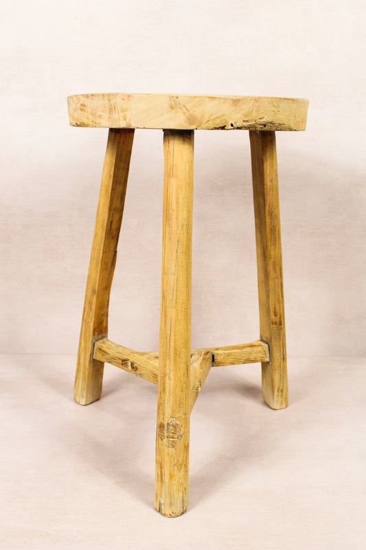 Vintage Rustic Round Stool - Elm wood - 174