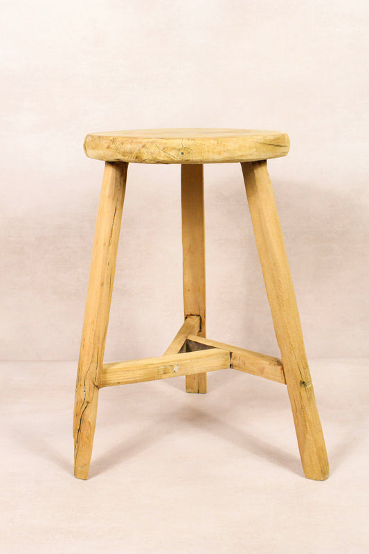Vintage Rustic Round Stool - Elm wood - 175