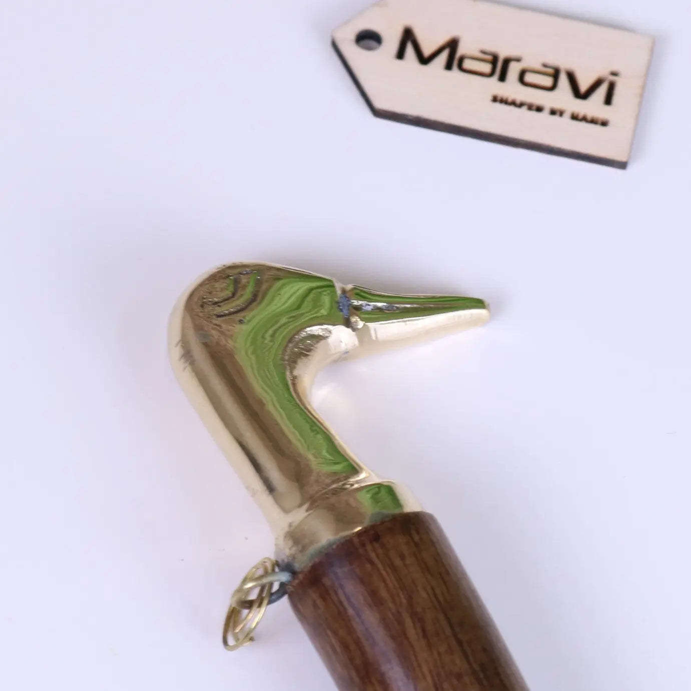 Naka Long Shoe Horn Wooden Brass Animal Top 46cm