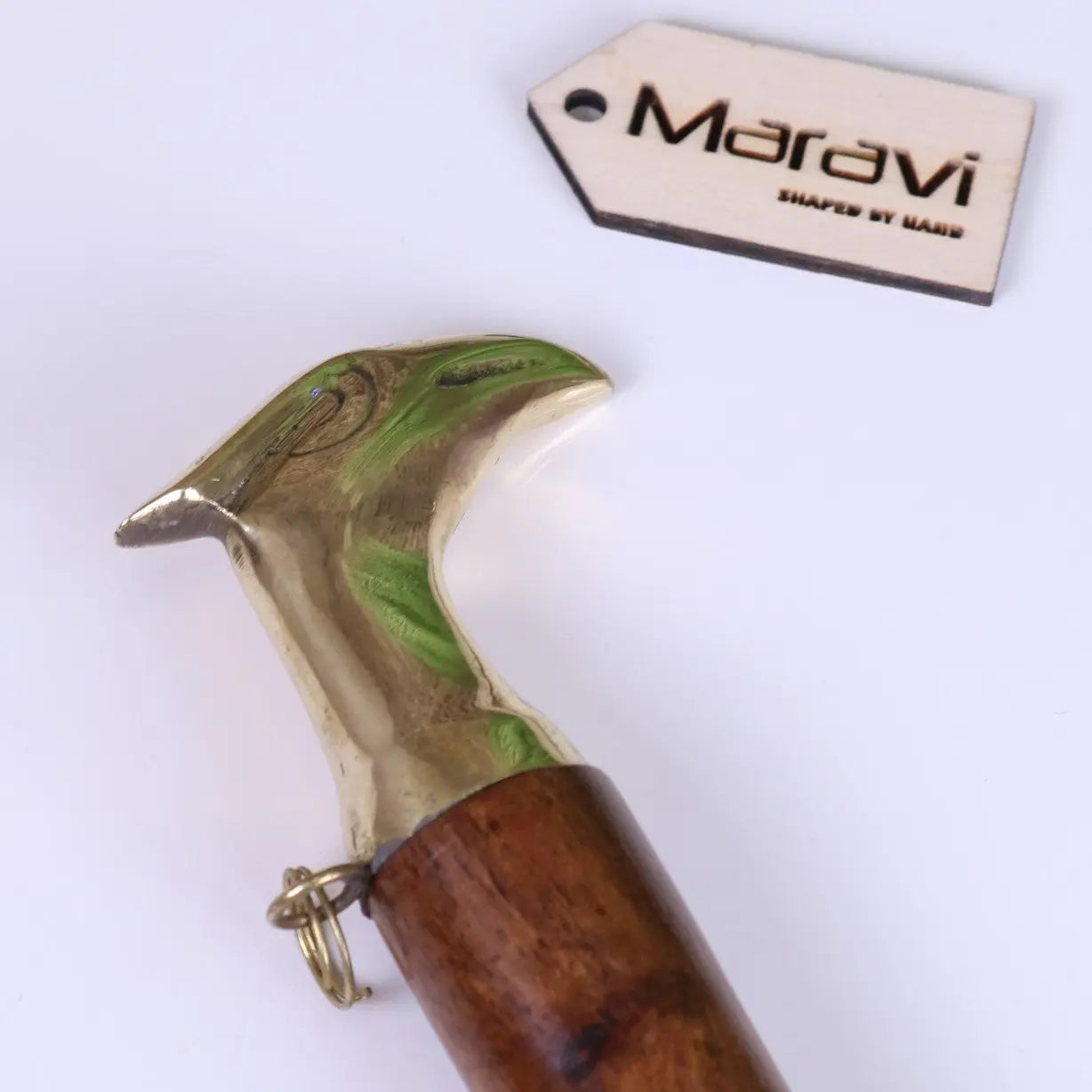 Naka Long Shoe Horn Wooden Brass Animal Top 46cm