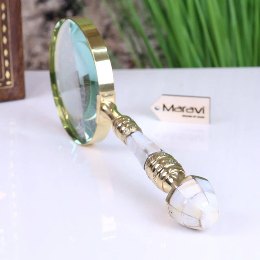 Yala Reading Magnifying Glass 10cm Mother of Pearl Brass Handle
