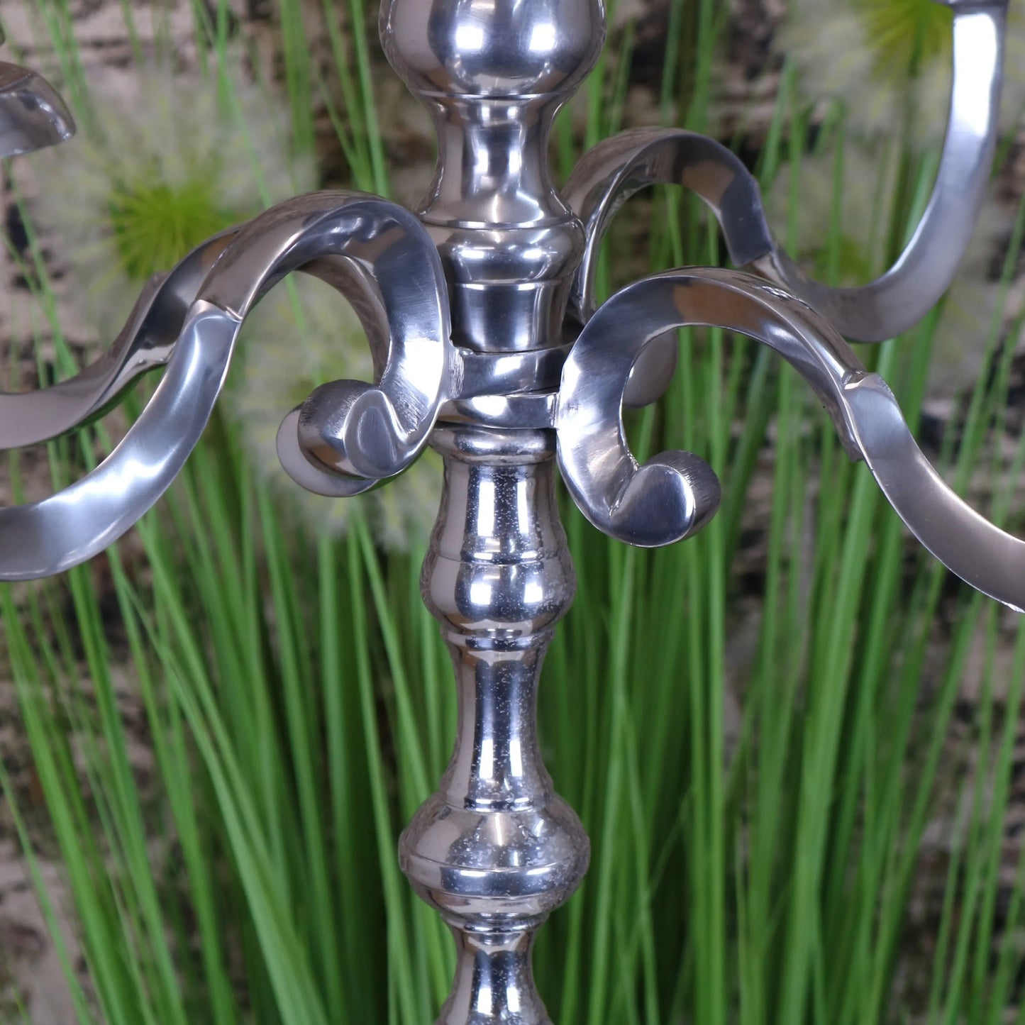 Mula Polished Silver 5 Candle Candelabra Centerpiece 105cm