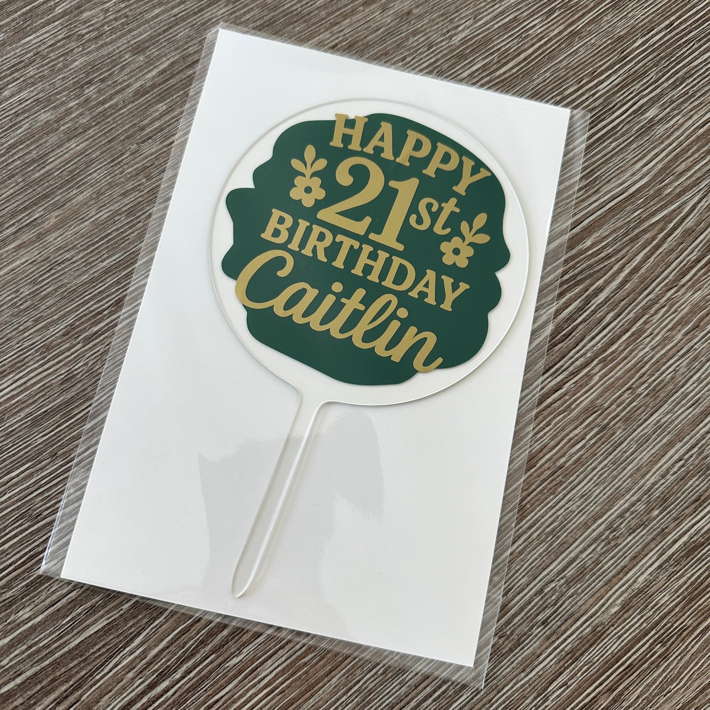 Personalised Wording 10cm Circle Acrylic Birthday Cake Topper