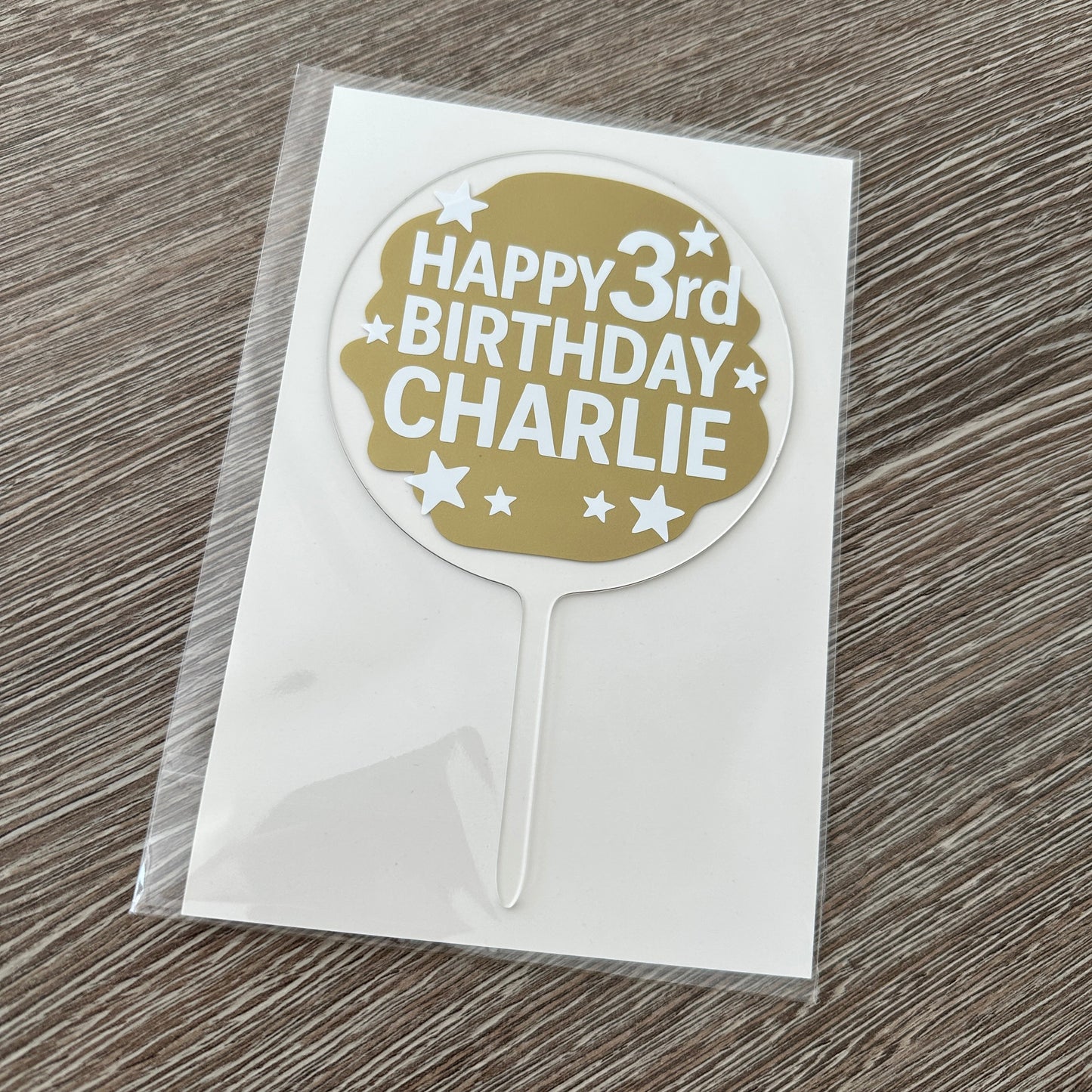 Personalised Wording 10cm Circle Acrylic Birthday Cake Topper