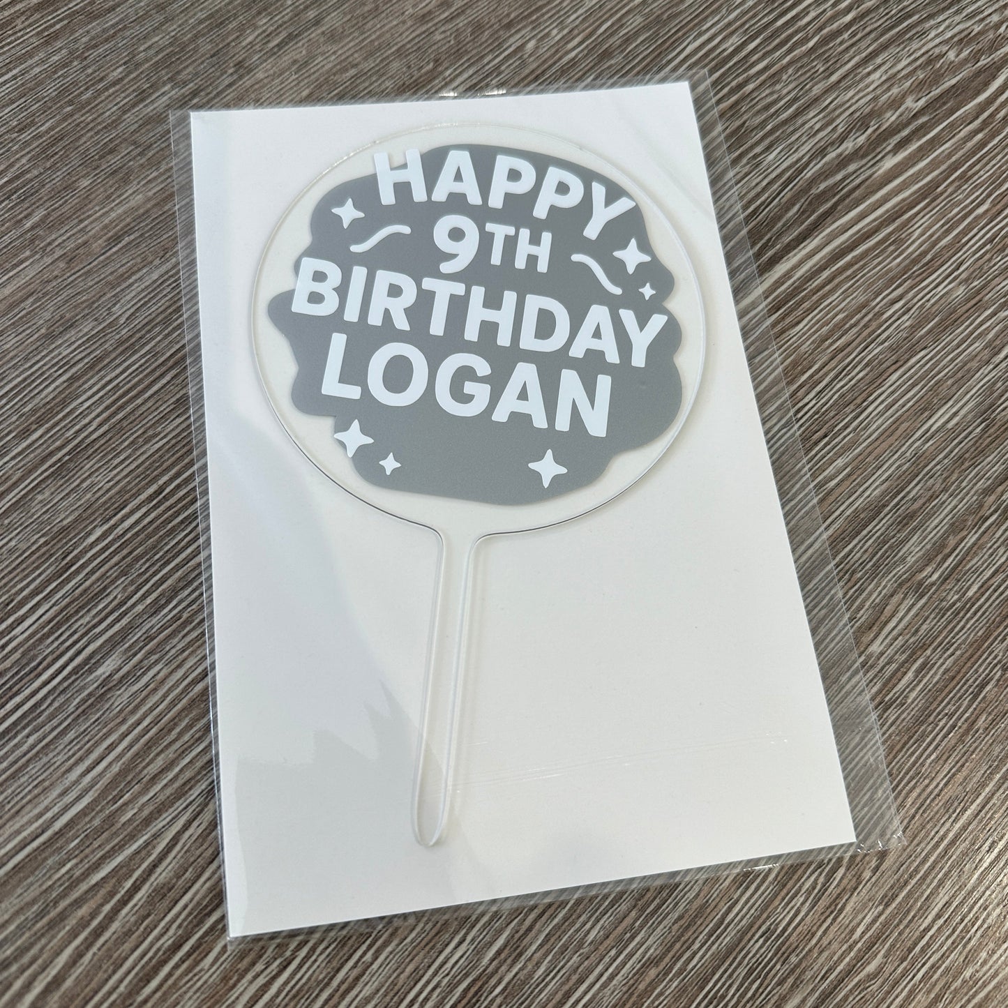 Personalised Wording 10cm Circle Acrylic Birthday Cake Topper