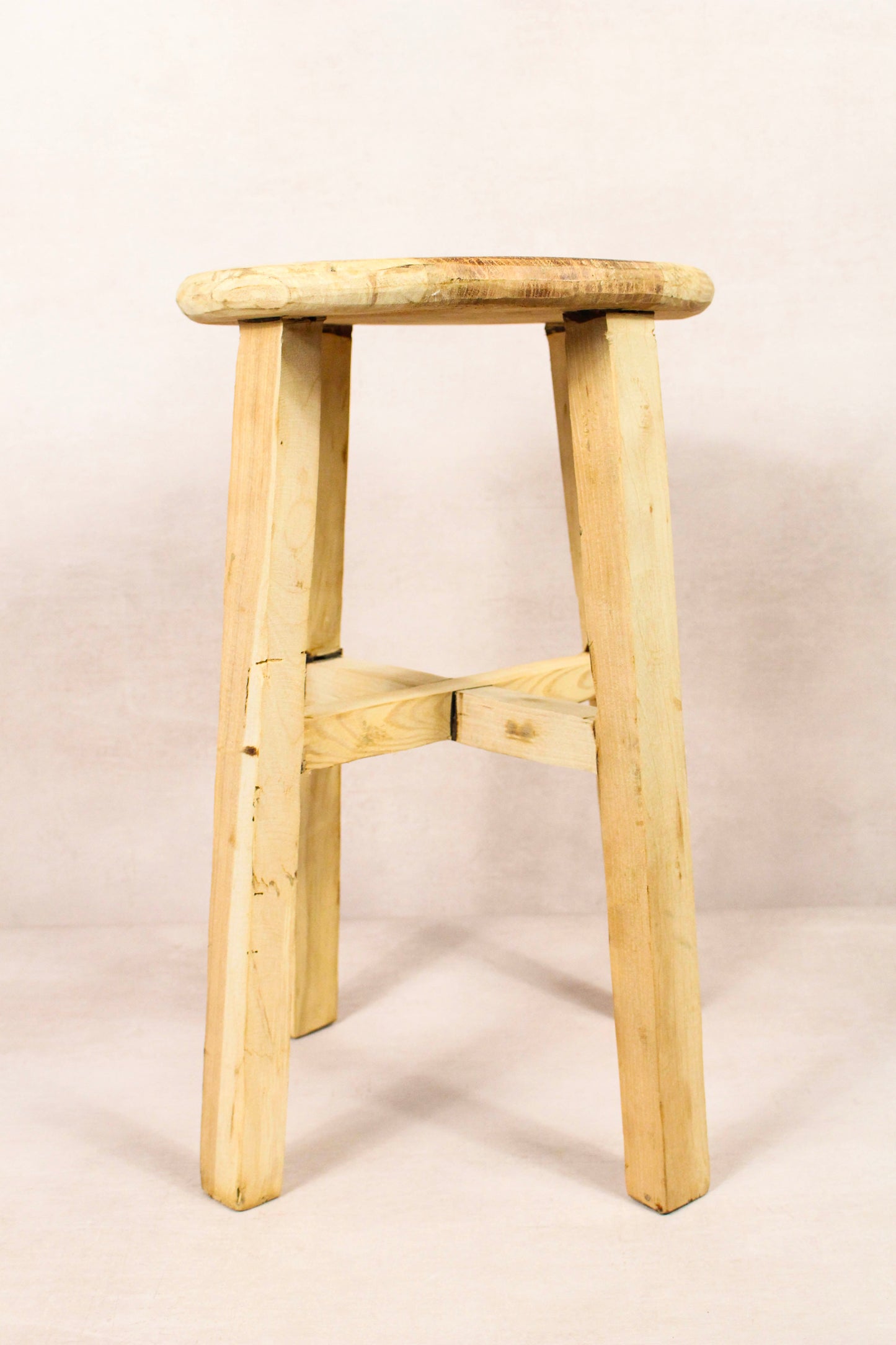 Vintage Rustic Round Stool - Elm wood - 238