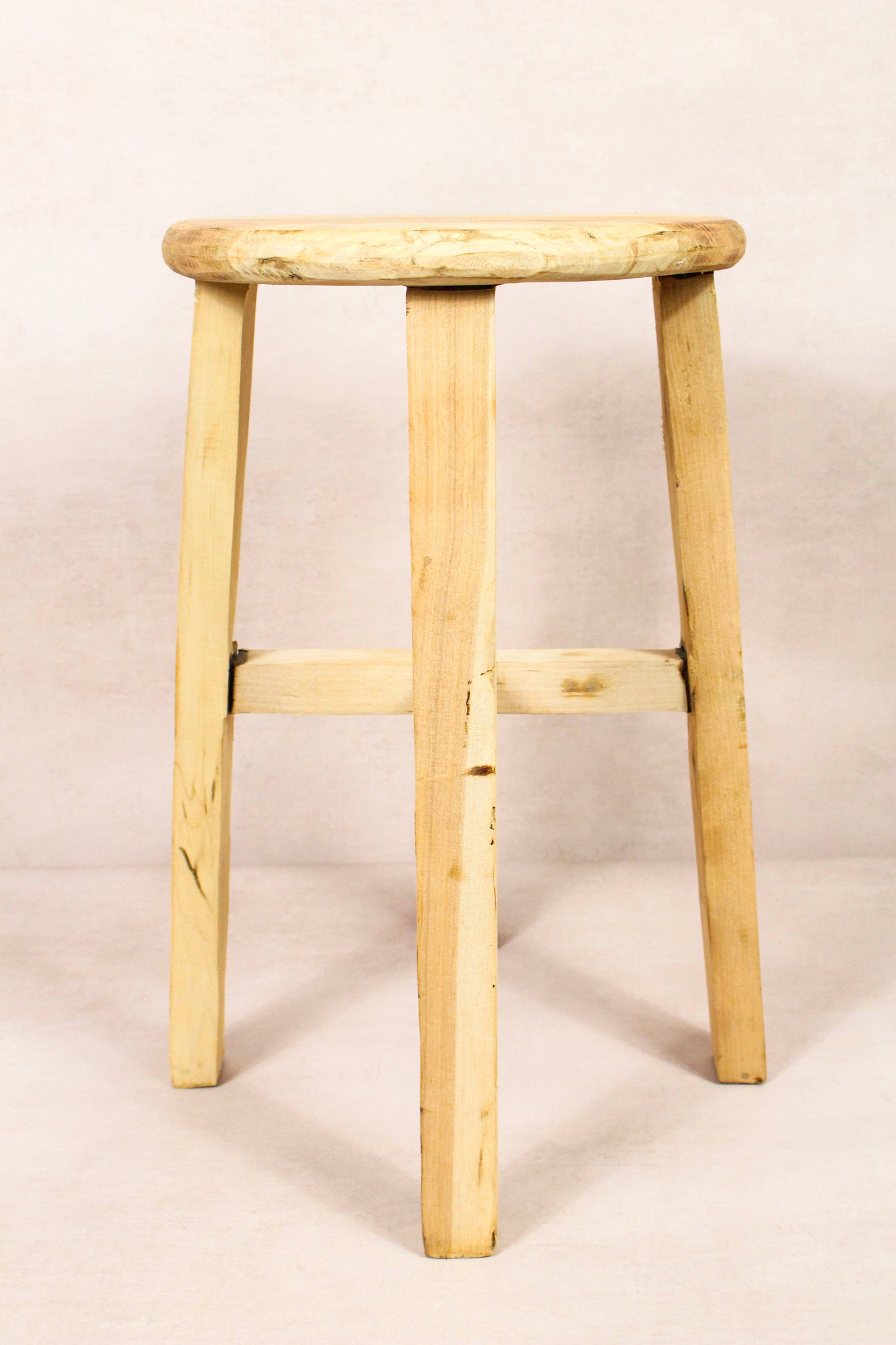 Vintage Rustic Round Stool - Elm wood - 238