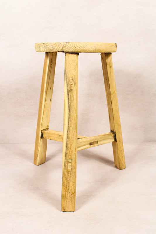 Vintage Rustic Round Stool - Elm wood - 239