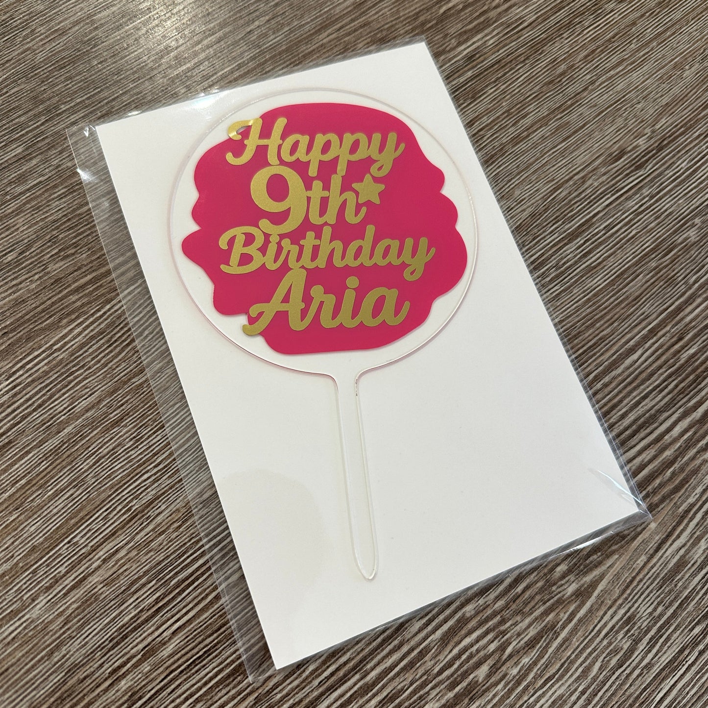 Personalised Wording 10cm Circle Acrylic Birthday Cake Topper
