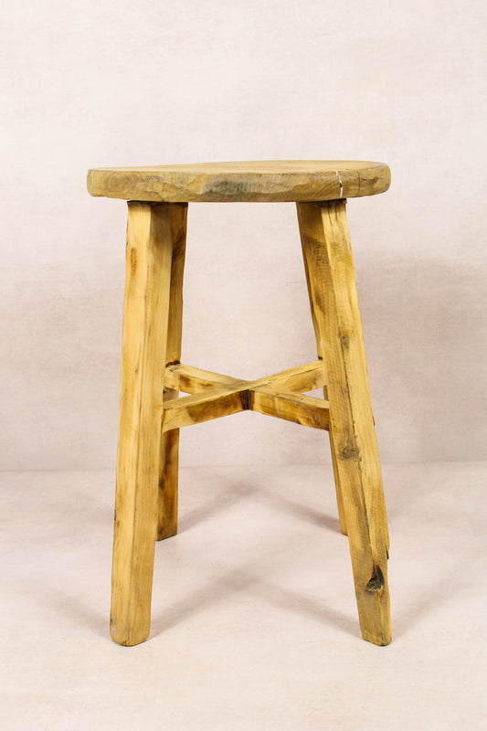 Vintage Rustic Round Stool - Elm wood - 241