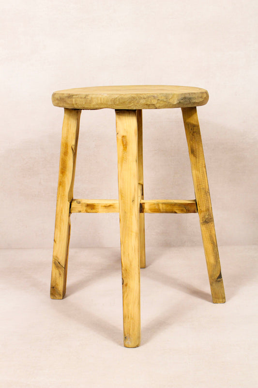 Vintage Rustic Round Stool - Elm wood - 241
