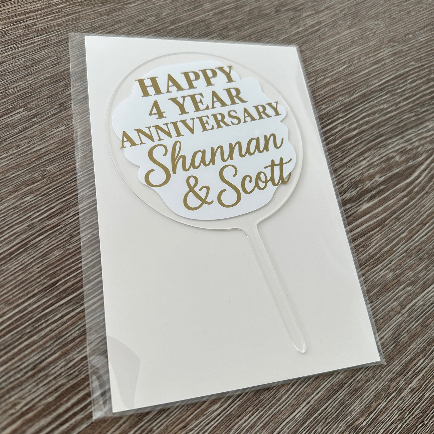 Personalised Wording Happy Anniversary Any Names Any Design 10cm Circle Acrylic Birthday Cake Topper