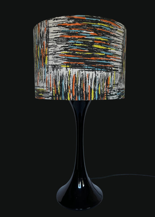 Vintage mid - century fabric Lampshade - 21 h x 30 d cm