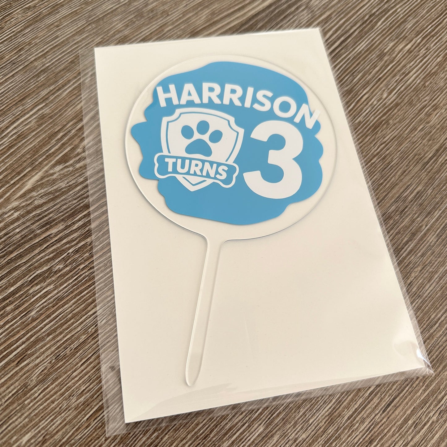 Personalised Wording Any Name Turns Any Design 10cm Circle Acrylic Birthday Cake Topper