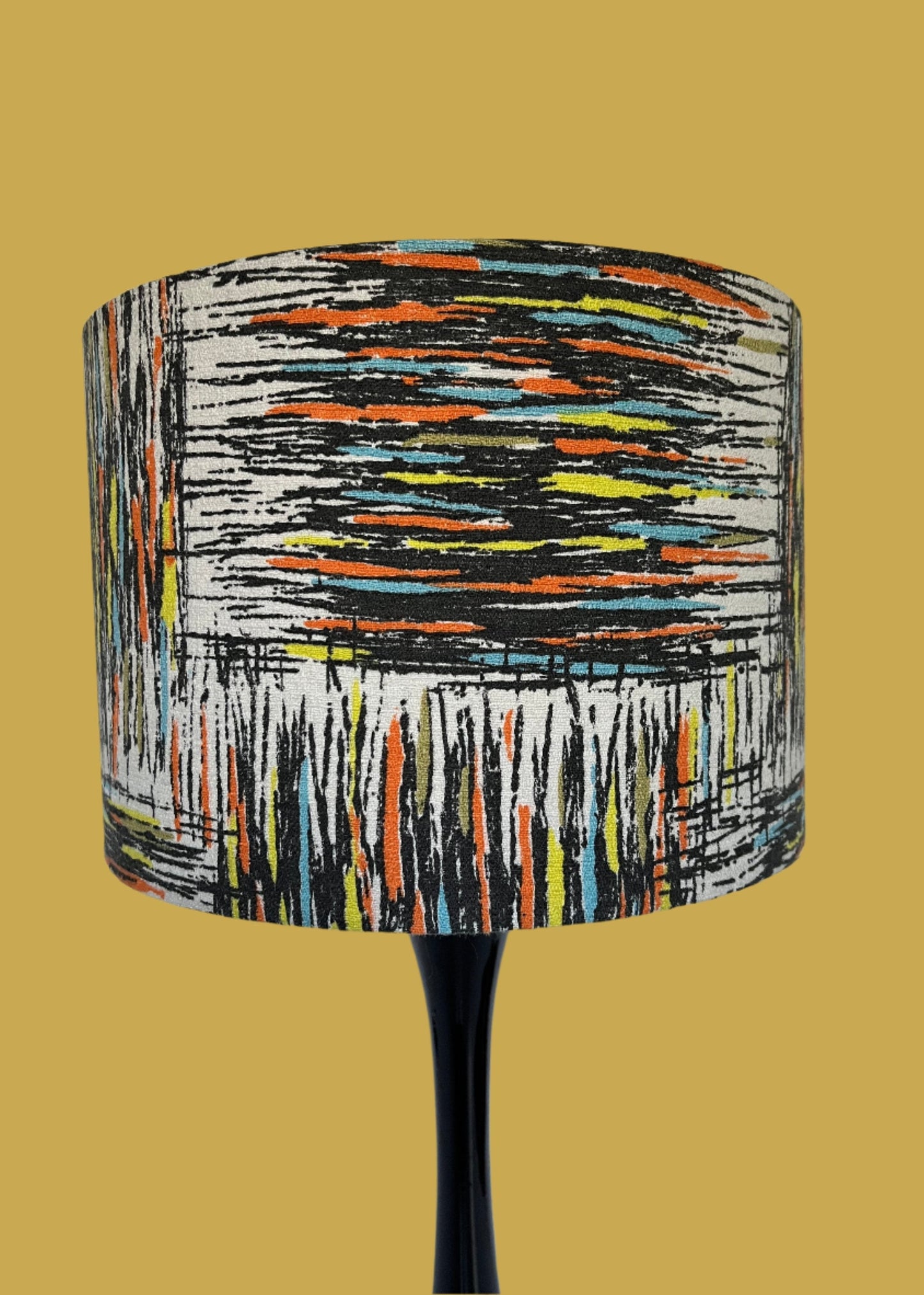Vintage mid - century fabric Lampshade - 21 h x 30 d cm