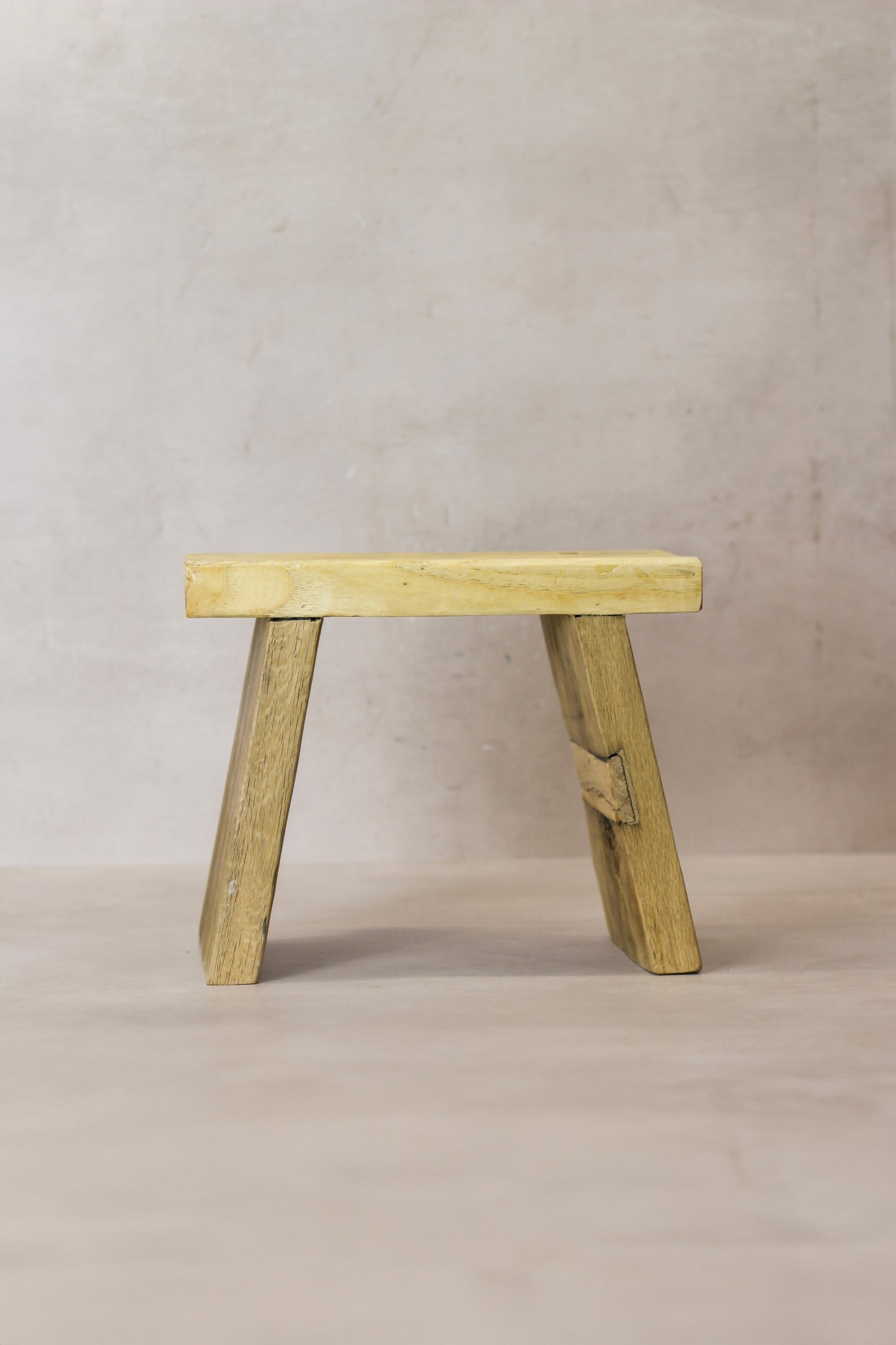 Vintage Rustic Square Elm Wood Stool - Small - No 5