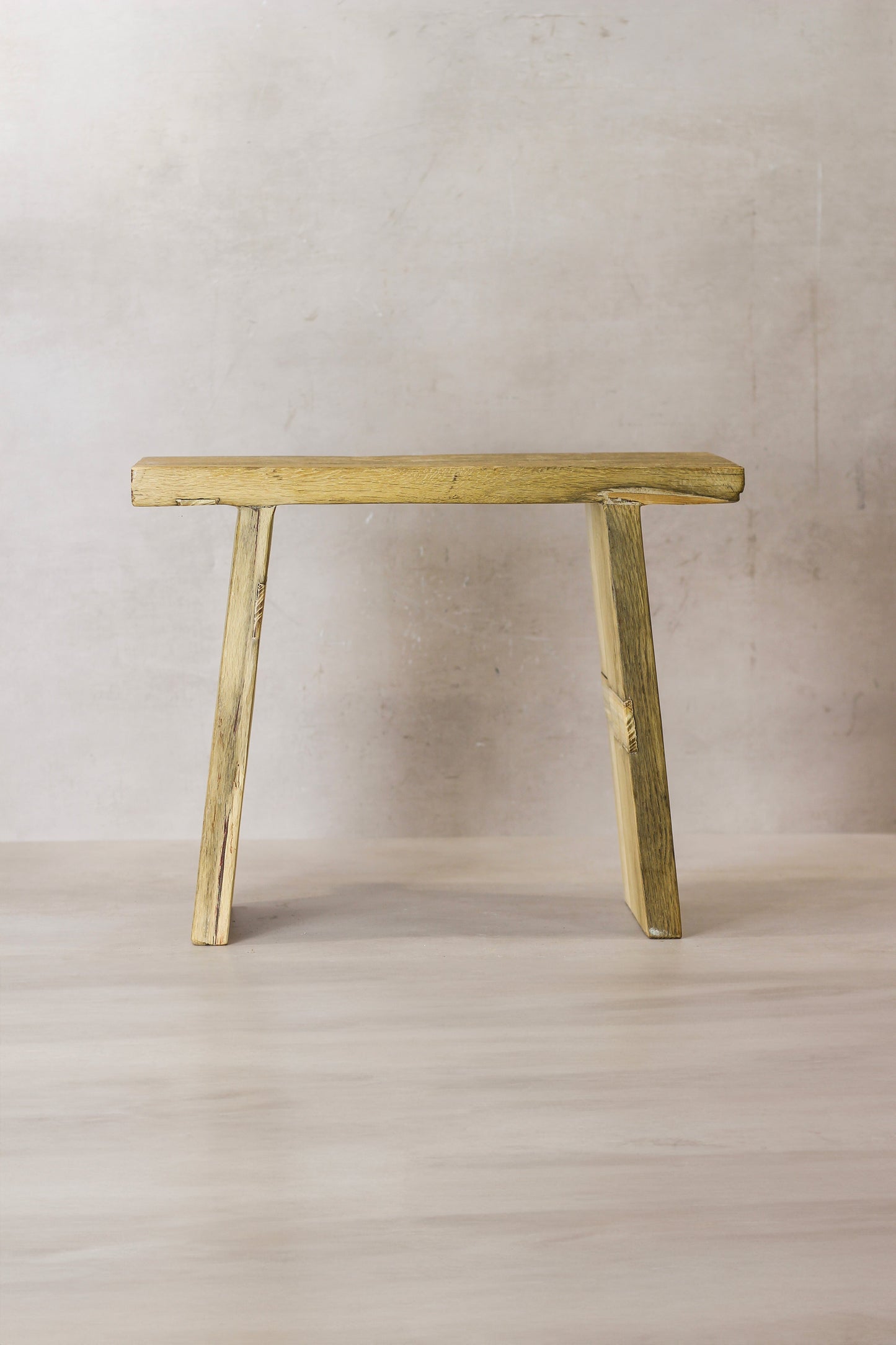 Vintage Rustic Square Elm Wood Stool - No 5