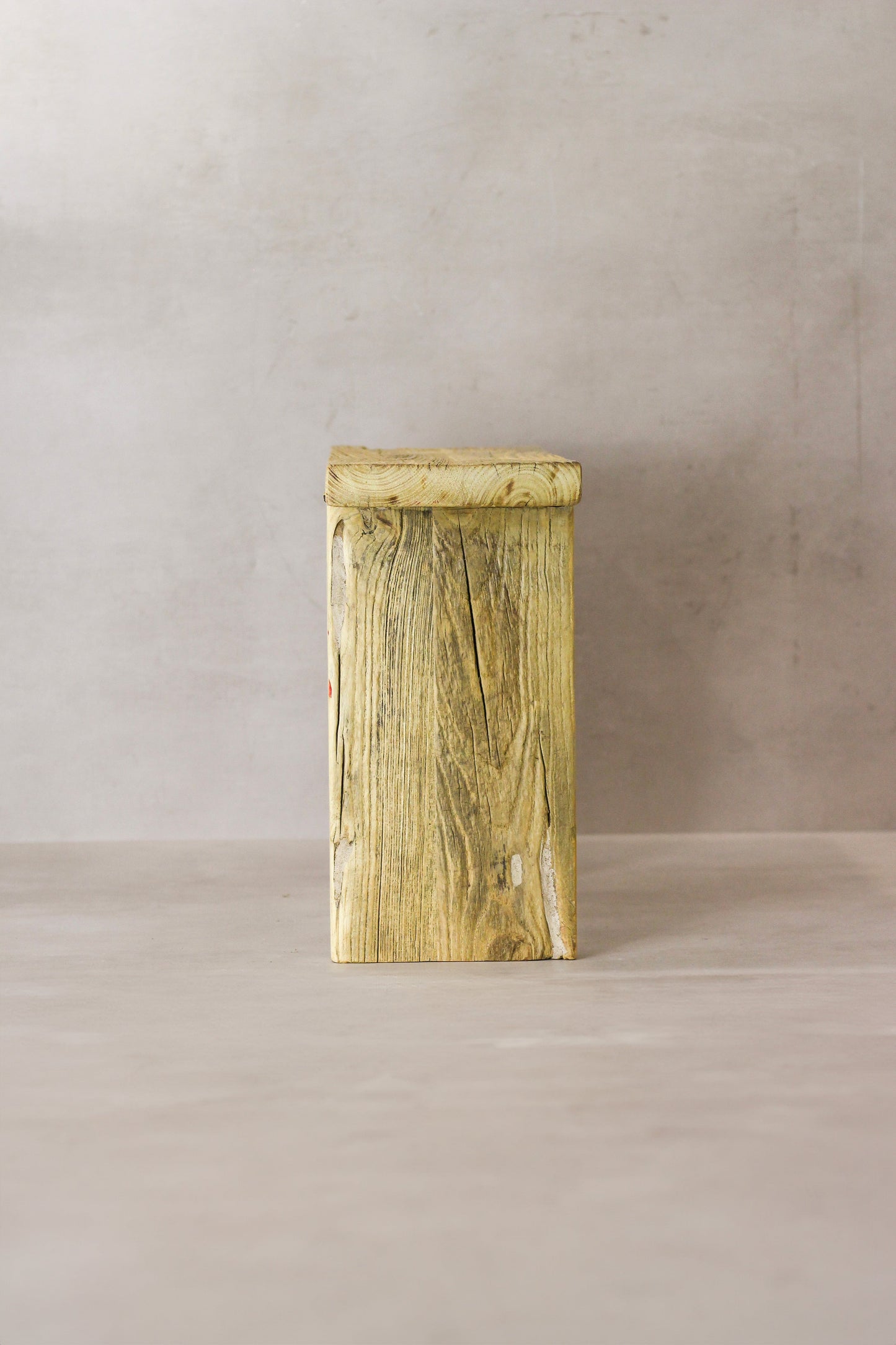 Vintage Rustic Square Elm Wood Stool - No 6