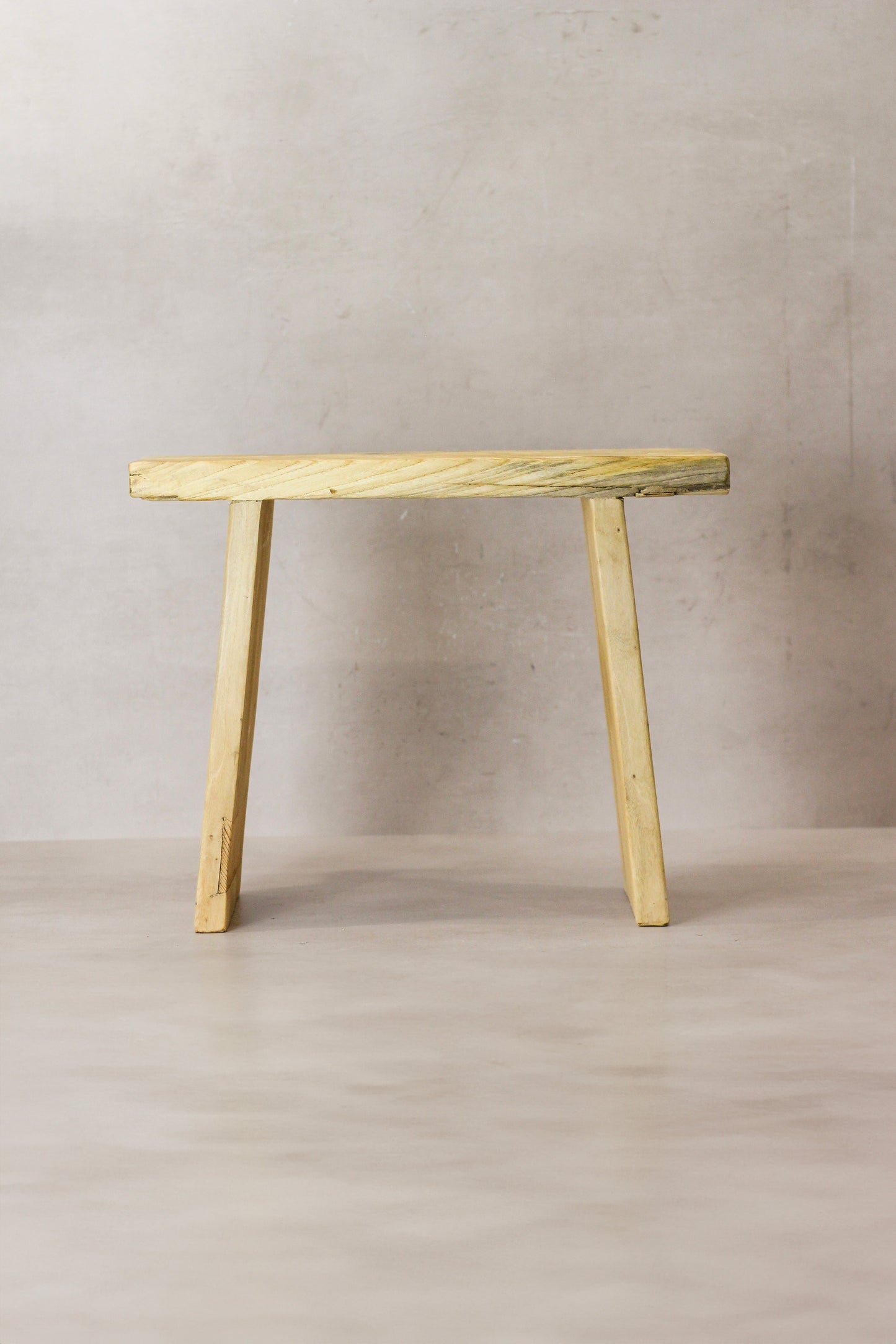 Vintage Rustic Square Elm Wood Stool - No 7