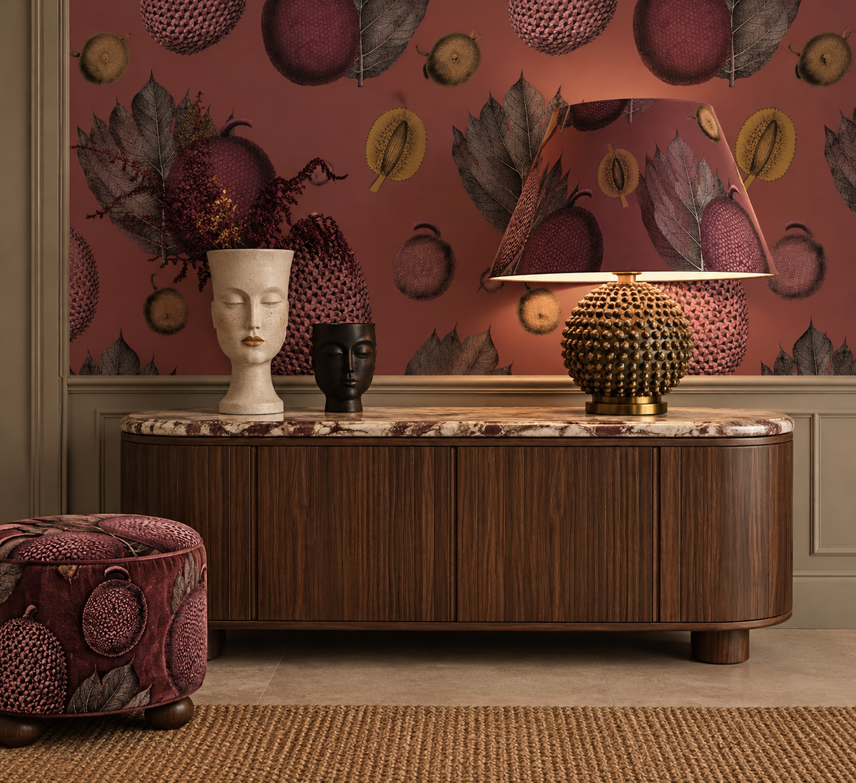 Tropical Fruit Wallpaper- Coral