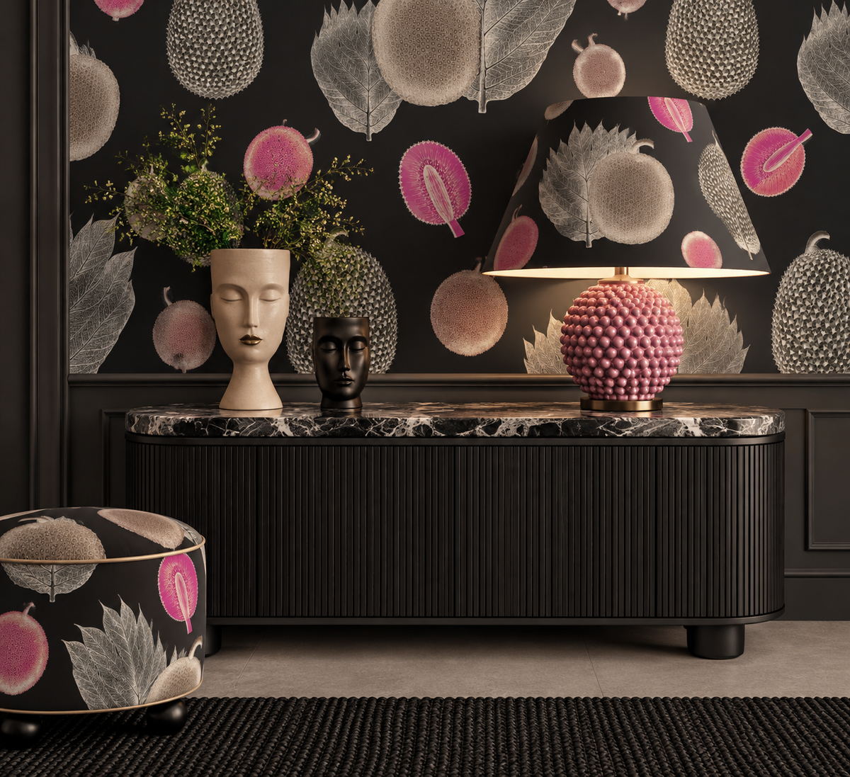 Tropical Fruit Wallpaper- Coral