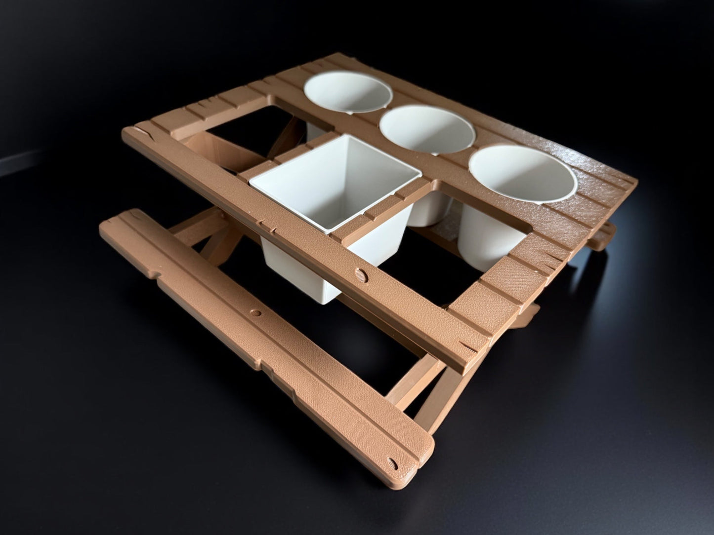 BBQ Picnic Table Sauce and Spice Rack | BBQ Gift | Garden Decor | BBQ Utilities | Outdoor Dining | Optional Dipping & Olive Pots | Gift For Dad