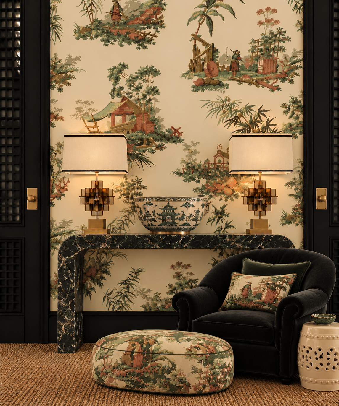 Vintage Oriental Wallpaper - Cream