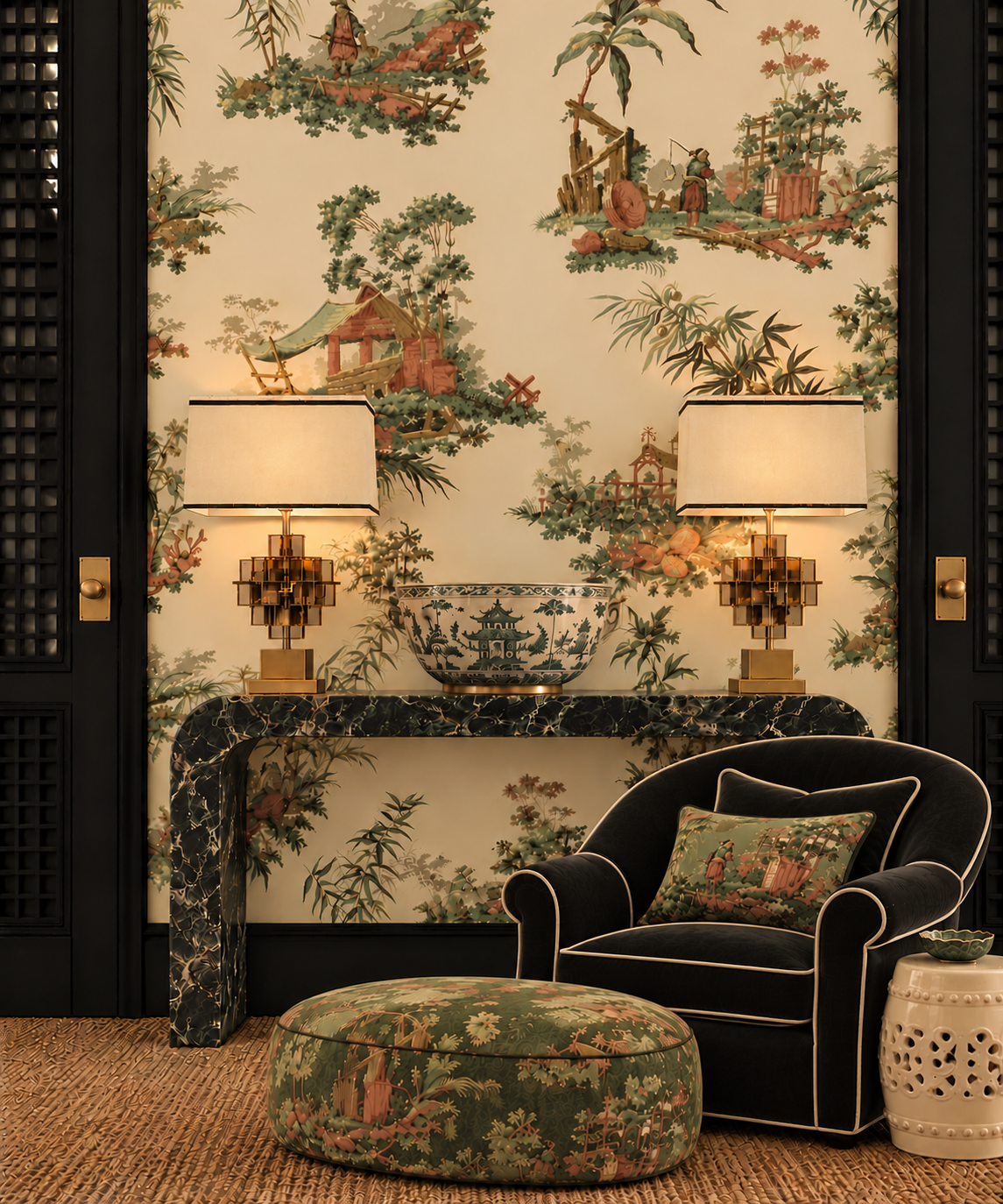 Vintage Oriental Wallpaper - Cream
