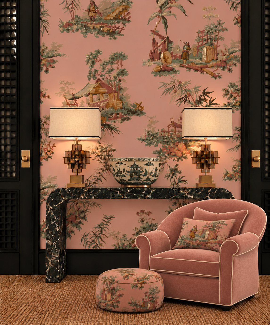 Vintage Oriental Wallpaper - Blush