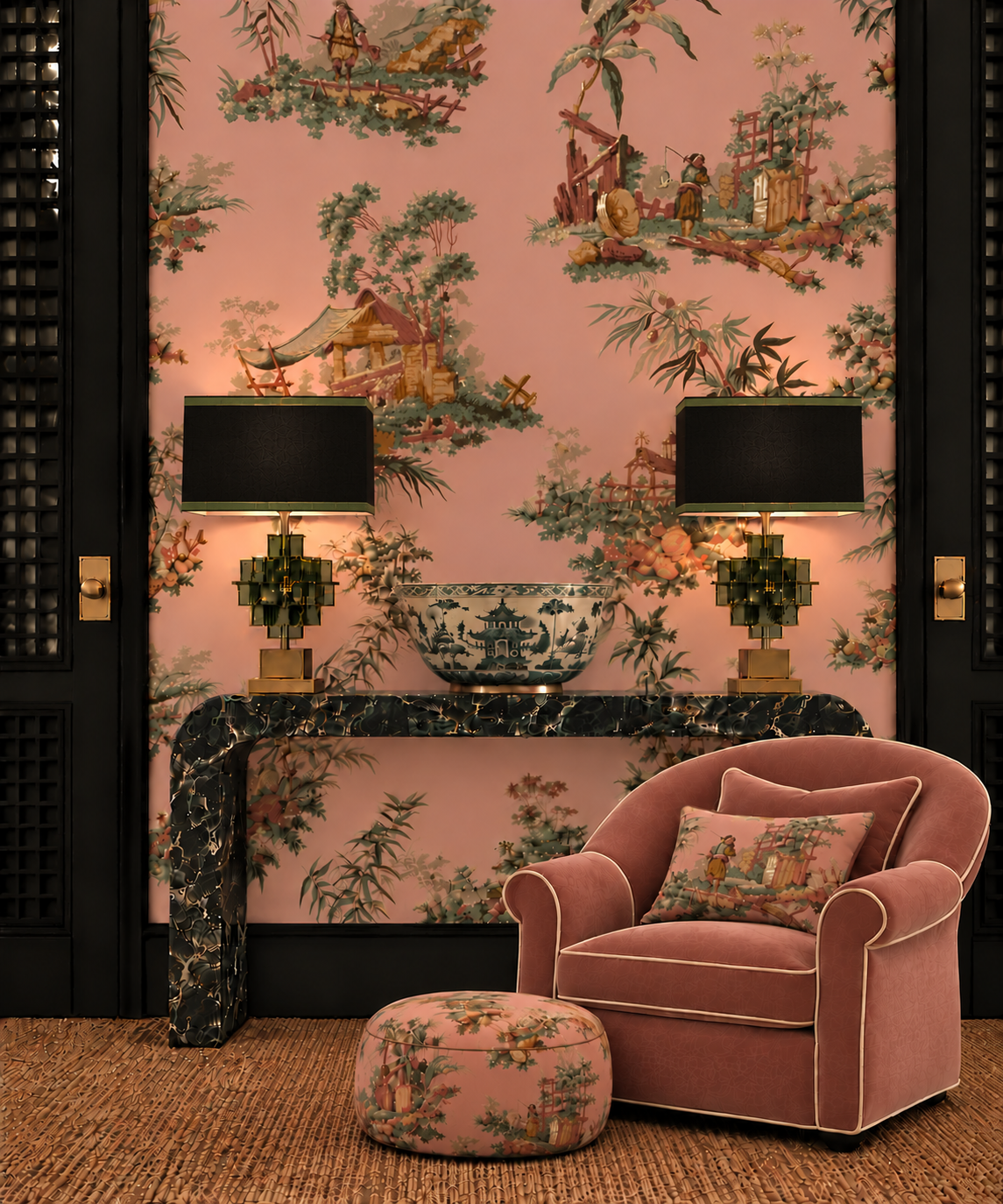 Vintage Oriental Wallpaper - Blush