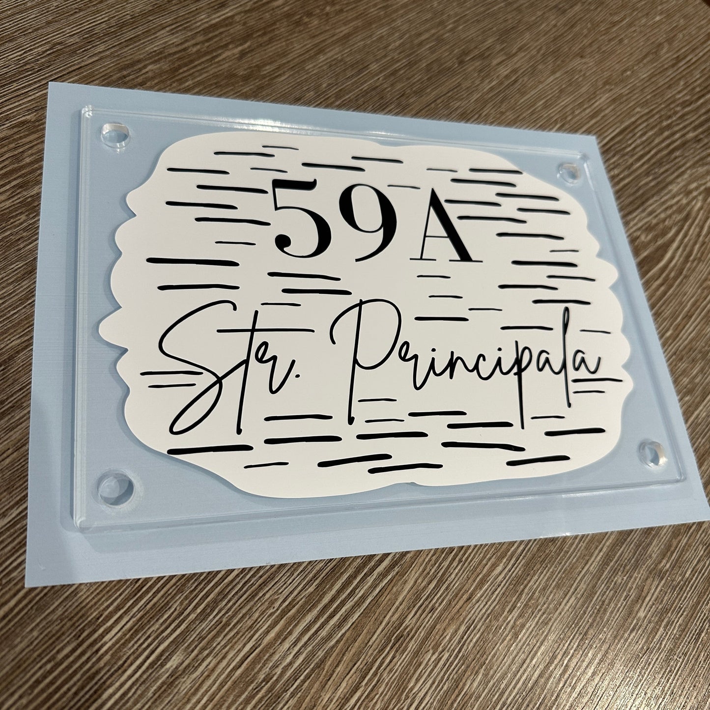 Stripe Design House Name/Number High Quality Acrylic Outdoor Or Inside Sign Including Fixtures & Standoffs - Assorted Colours & Fonts (See Images)