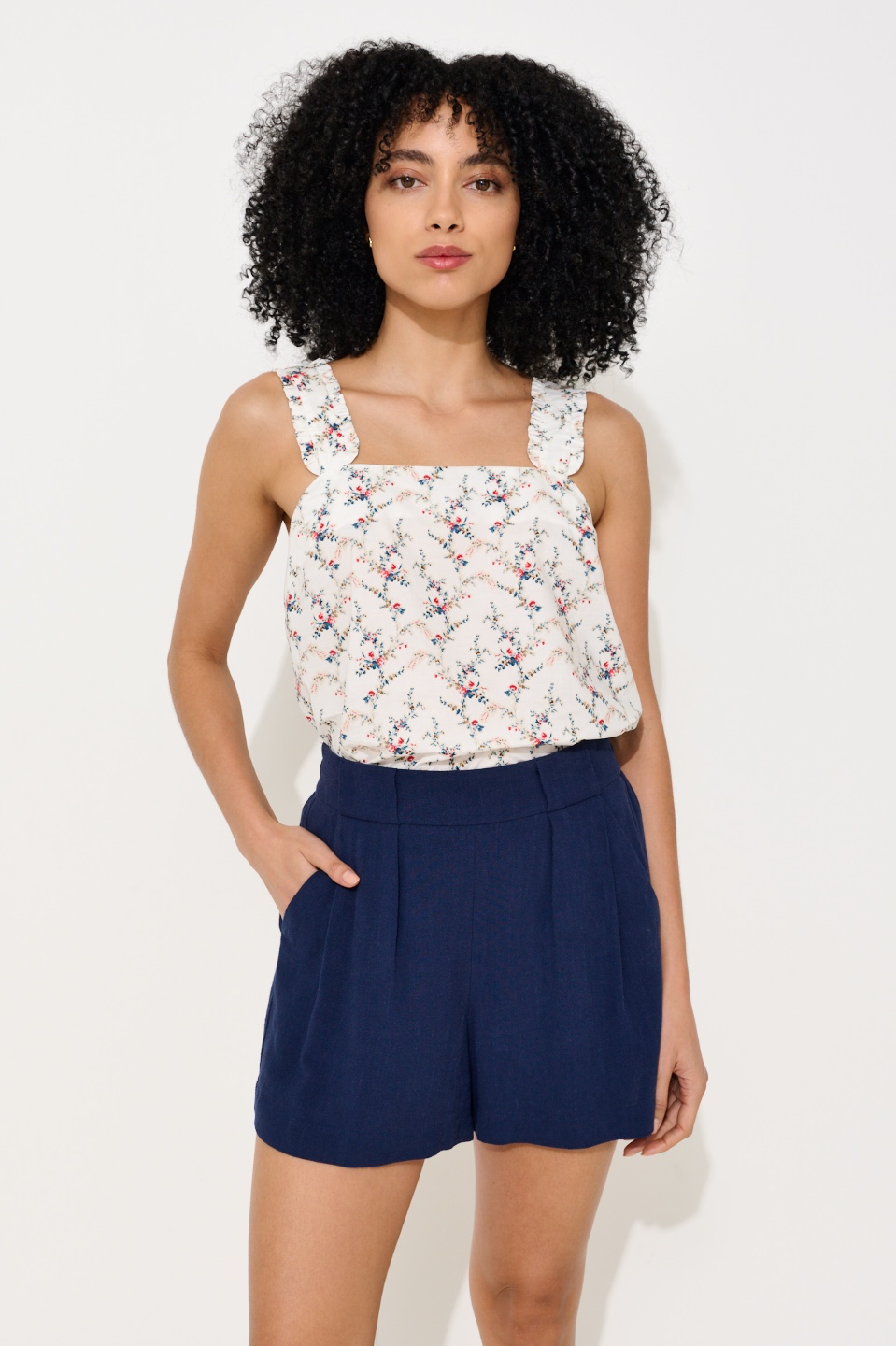 Hilton Linen Mix Shorts - Navy