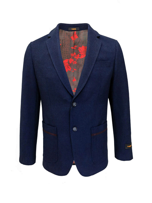 Navy Slim Fit Tweed  Blazer