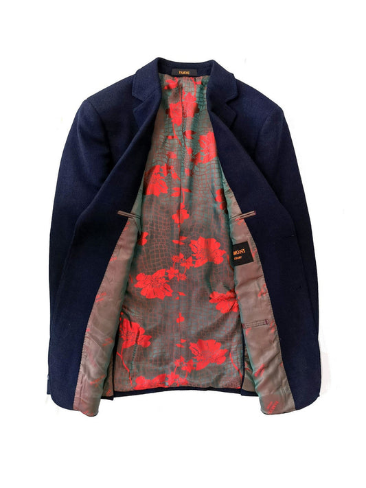 Navy Slim Fit Tweed  Blazer