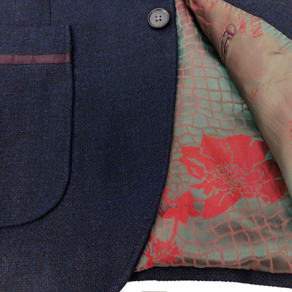 Navy Slim Fit Tweed  Blazer