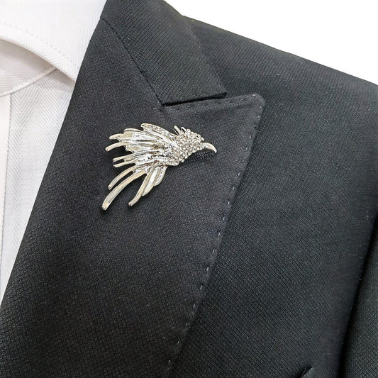 Silver Jewelled Phoenix Lapel Pin