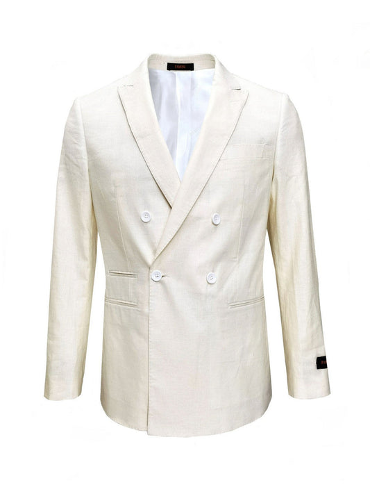 Cream Double Breasted Linen Suit