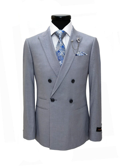 Grey Double Breasted Linen Suit