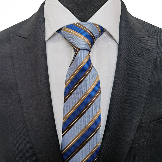 Blue And Brown Stripe Tie
