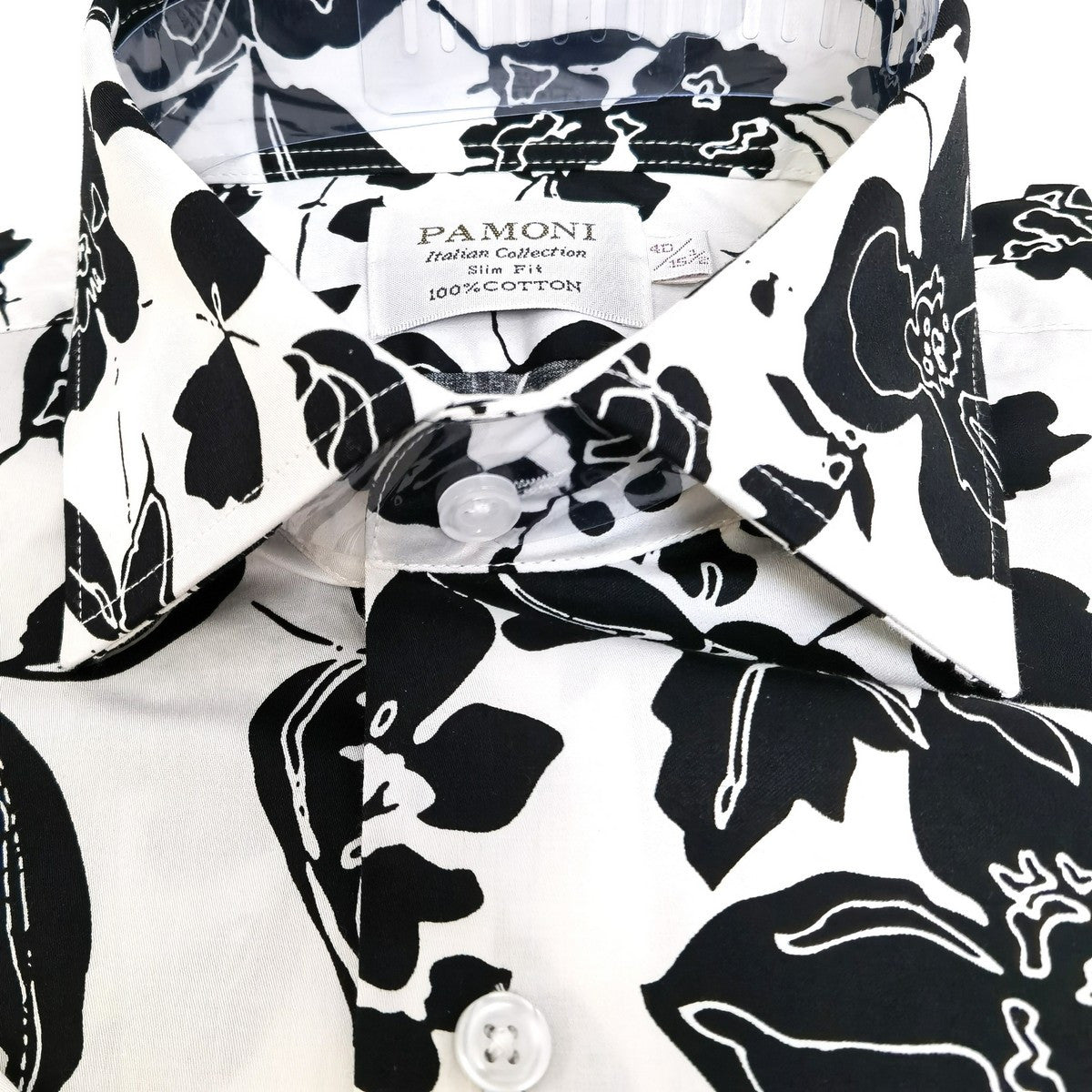 White & Black Floral Print Short Sleeves Shirt