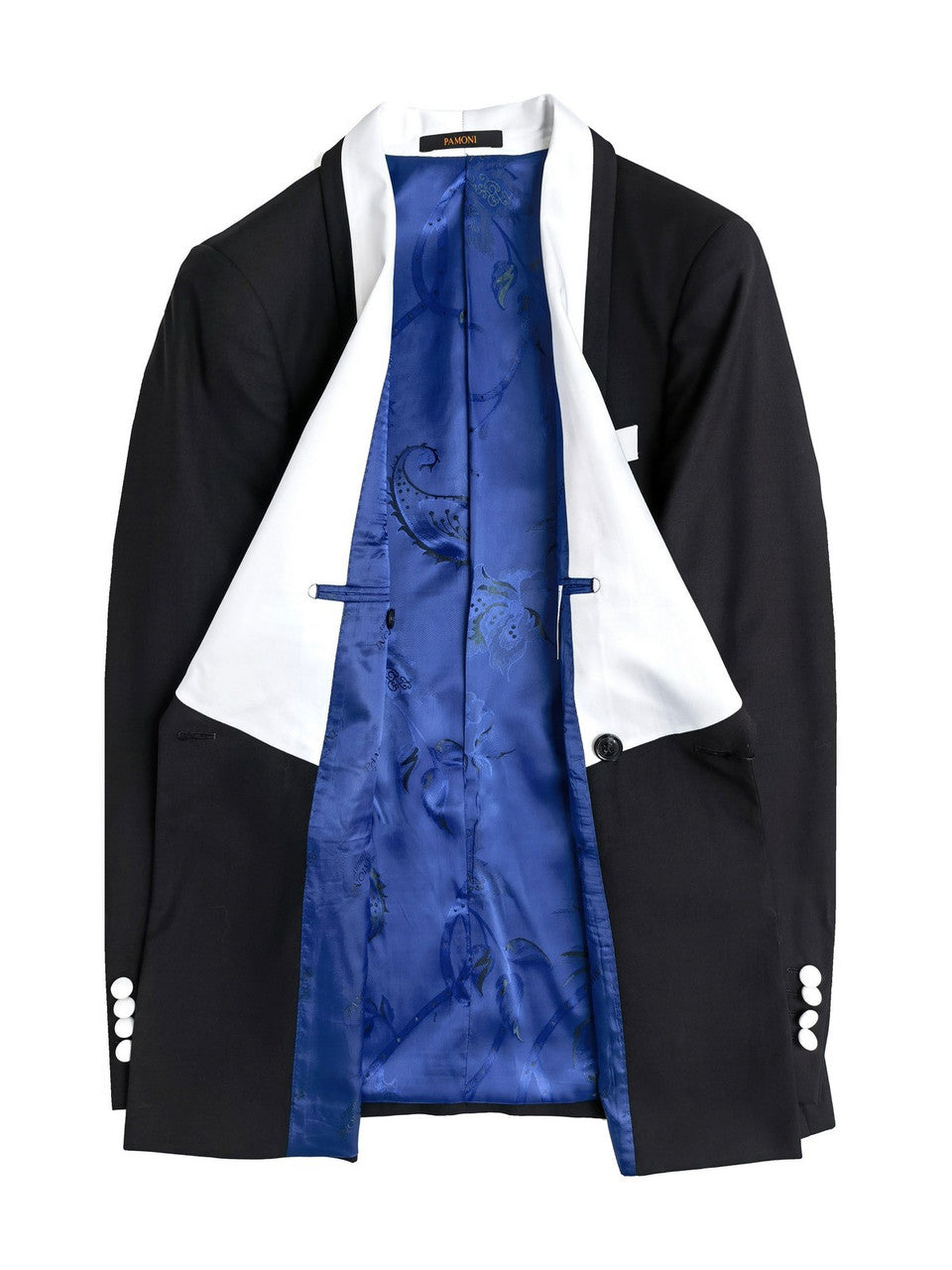 Black Double Breasted Tuxedo With White Shawl Lapel