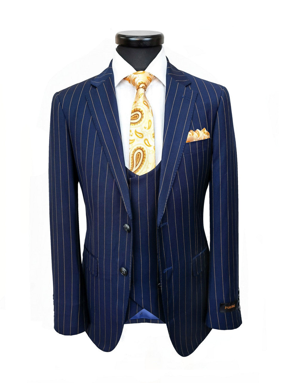Navy Orange Stripe 3-Piece Suit